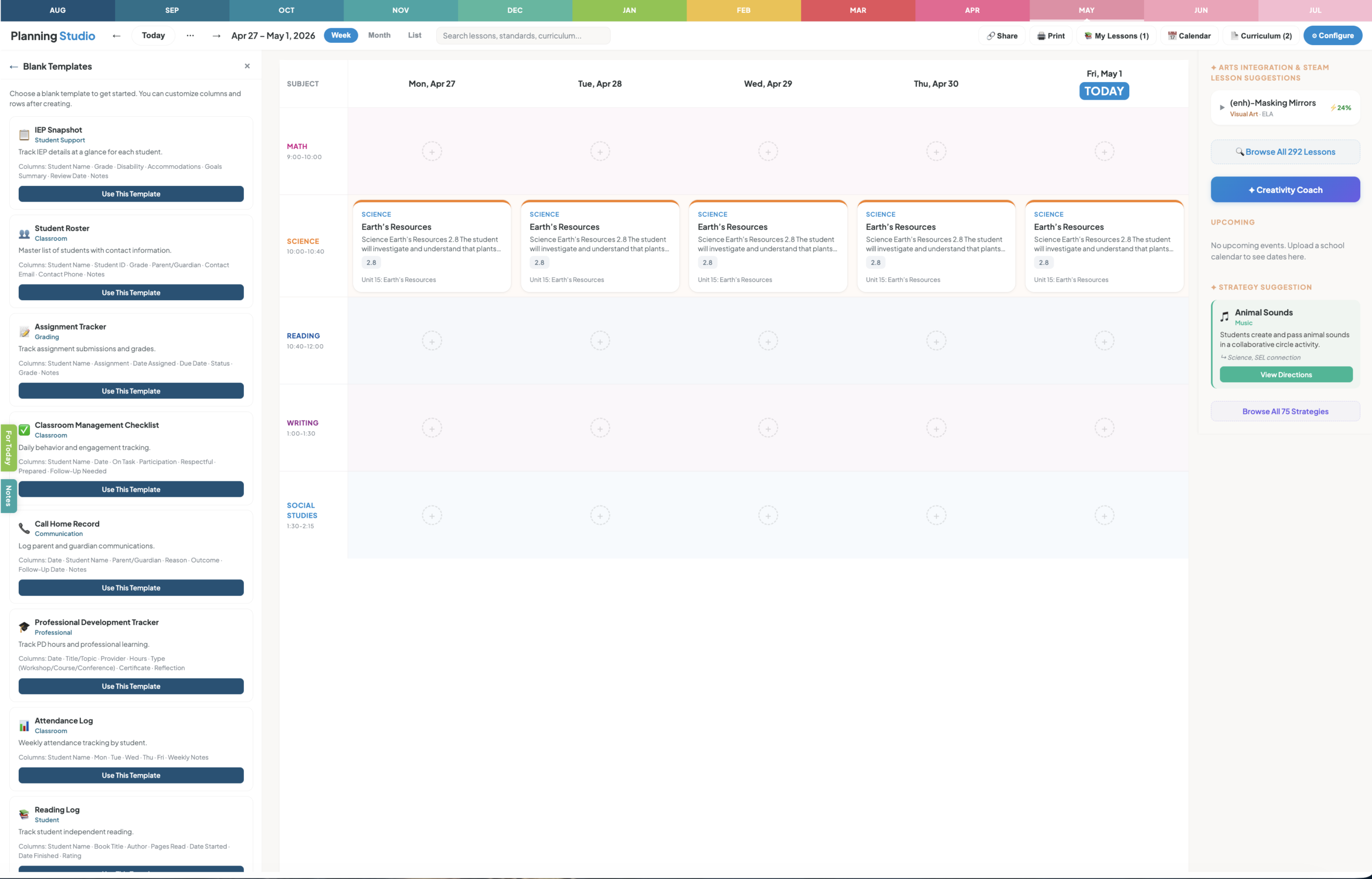 Built-in form templates for IEP tracking, behavior tracking, progress monitoring